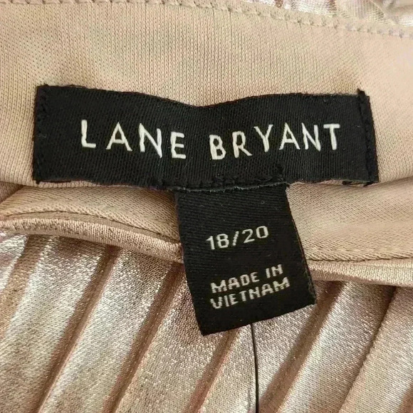 LANE BRYANT GOLD PLEATED PEPLUM SHORT SLEEVE BELTED V-NECK PLUS Sz 18/20 NWT New - Picture 9 of 10